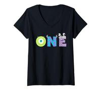 Donna Disney & Pixar's Monsters, INC. Numbers 1st First Birthday Maglietta con Collo a V