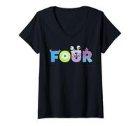 Donna Disney & Pixar's Monsters, INC. Numbers 4th Fourth Birthday Maglietta con Collo a V