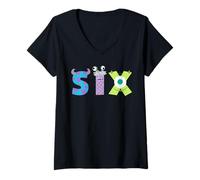 Donna Disney & Pixar's Monsters, INC. Numbers 6th Sixth Birthday Maglietta con Collo a V