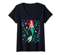 Donna Disney Princess Ariel The Little Mermaid Collage Portrait Maglietta con Collo a V