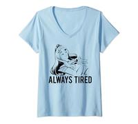Donna Disney Princess Aurora Always Tired Simple Drawn Maglietta con Collo a V