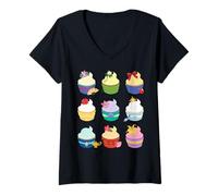 Donna Disney Princess Birthday Cupcakes Birthday Party Gift Maglietta con Collo a V