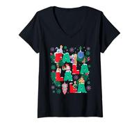 Donna Disney Princess Christmas Fa La La La Winter Holiday Letters Maglietta con Collo a V