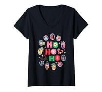 Donna Disney Princess Christmas Ho Ho Ho Winter Holiday Portraits Maglietta con Collo a V