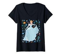 Donna Disney Princess Cinderella Collage Portrait Maglietta con Collo a V