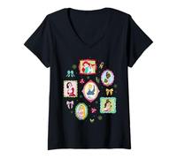 Donna Disney Princess Coquette Holiday Picture Frames Christmas Maglietta con Collo a V