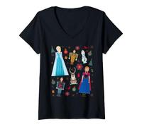 Donna Disney Princess Frozen Holiday Nutcrackers Christmas Collage Maglietta con Collo a V