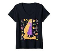 Donna Disney Princess Rapunzel Tangled Collage Portrait Maglietta con Collo a V