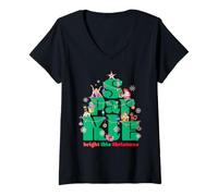 Donna Disney Princess Sparkle Bright This Christmas Winter Holiday Maglietta con Collo a V