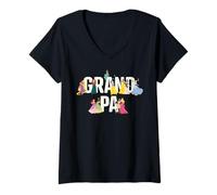 Donna Disney Princess Squad Grandpa Family Trip Vacation Reunion Maglietta con Collo a V