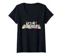 Donna Disney Princess Squad It's My Birthday Matching Party Maglietta con Collo a V