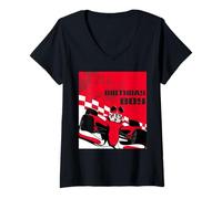 Donna Disney Racing Birthday Boy Mickey Mouse Race Car Party Maglietta con Collo a V