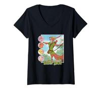Donna Disney Robin Hood Classic Disney Film Retro Maglietta con Collo a V