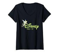 Donna Disney Script Logo Tinker Bell Family Trip Matching Vacation Maglietta con Collo a V