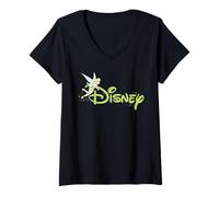Donna Disney Script Logo Tinker Bell Trip & Vacation Matching Maglietta con Collo a V