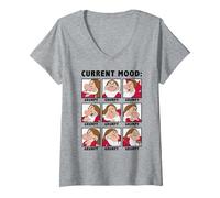 Donna Disney Snow White Current Mood Always Grumpy Maglietta con Collo a V, Grigio Melange, S