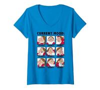 Donna Disney Snow White Current Mood Always Grumpy Maglietta con Collo a V, Zaffiro, M