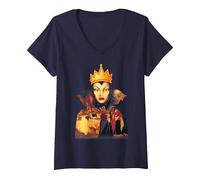 Donna Disney Snow White Evil Wicked Queen Maglietta con Collo a V, Navy, S