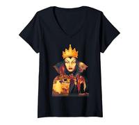 Donna Disney Snow White Evil Wicked Queen Maglietta con Collo a V, Nero, S