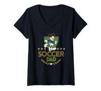 Donna Disney Soccer Dad Sports Mickey Mouse Father's Day Tee Maglietta con Collo a V