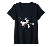Donna Disney Sports Mickey Mouse Baseball Team Player Maglietta con Collo a V