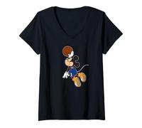Donna Disney Sports Mickey Mouse Basketball Team Player Maglietta con Collo a V