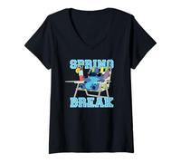Donna Disney Stitch Beach Chair Chill Spring Break Maglietta con Collo a V