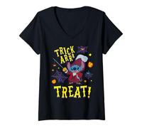 Donna Disney Stitch Captain Hook Costume Trick Arr Treat Halloween Maglietta con Collo a V