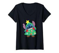Donna Disney Stitch Christmas Tree Costume Cute Funny Holiday Maglietta con Collo a V