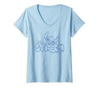 Donna Disney Stitch Fluffy Summer Sun Beach Vibes Maglietta con Collo a V