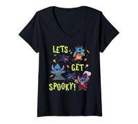 Donna Disney Stitch Halloween Let's Get Spooky! Villain Costumes Maglietta con Collo a V