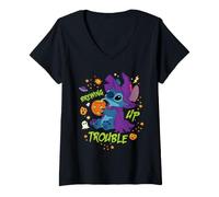 Donna Disney Stitch Halloween Witch Costume Brewing Up Trouble Maglietta con Collo a V