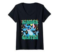 Donna Disney Stitch Kindergarten First Day of School Maglietta con Collo a V