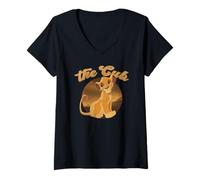 Donna Disney The Lion King Simba The Cub Distressed Portrait Maglietta con Collo a V