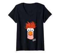 Donna Disney The Muppets Beaker Muppet Labs Big Face Maglietta con Collo a V