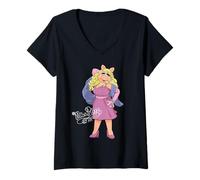 Donna Disney The Muppets Miss Piggy Big Pose Maglietta con Collo a V