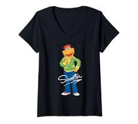 Donna Disney The Muppets Scooter Big Pose Maglietta con Collo a V