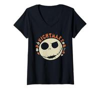 Donna Disney The Nightmare Before Christmas Jack Halloween Maglietta con Collo a V
