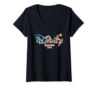 Donna Disney Vacation 2025 Stitch & Friends Group Matching Trip Maglietta con Collo a V