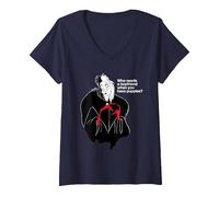 Donna Disney Villains Cruella Who Needs a Boyfriend Maglietta con Collo a V, Navy, S