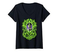 Donna Disney Villains Maleficent Halloween Gothic Dragon Crest Maglietta con Collo a V