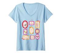 Donna Disney Winnie the Pooh Cross Stitch Frames 100th Anniversary Maglietta con Collo a V