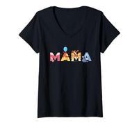 Donna Disney Winnie the Pooh & Friends Mama Mother's Day Birthday Maglietta con Collo a V