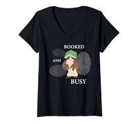 Donna Disney Winnie the Pooh Owl "Booked and Busy" Funny Mood Maglietta con Collo a V