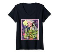 Donna Disney ZOMBIES Addison "Over the Moon for You" Pop Art Style Maglietta con Collo a V