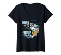 Donna Disney Zootopia 2 Flash Sloth "Here to Save the Day" Funny Maglietta con Collo a V