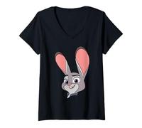 Donna Disney Zootopia 2 Judy Hopps Big Face Halloween Costume Maglietta con Collo a V