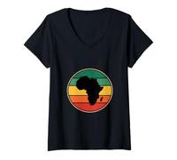 Donna Distintivo Arcobaleno retrò Divertente continente Africano Maglietta con Collo a V