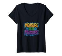 Donna Distressed Measure Shakespeare Comedy Play Titolo Grafitt Maglietta con Collo a V