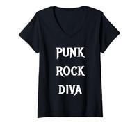 Donna Diva del Punk Rock Maglietta con Collo a V